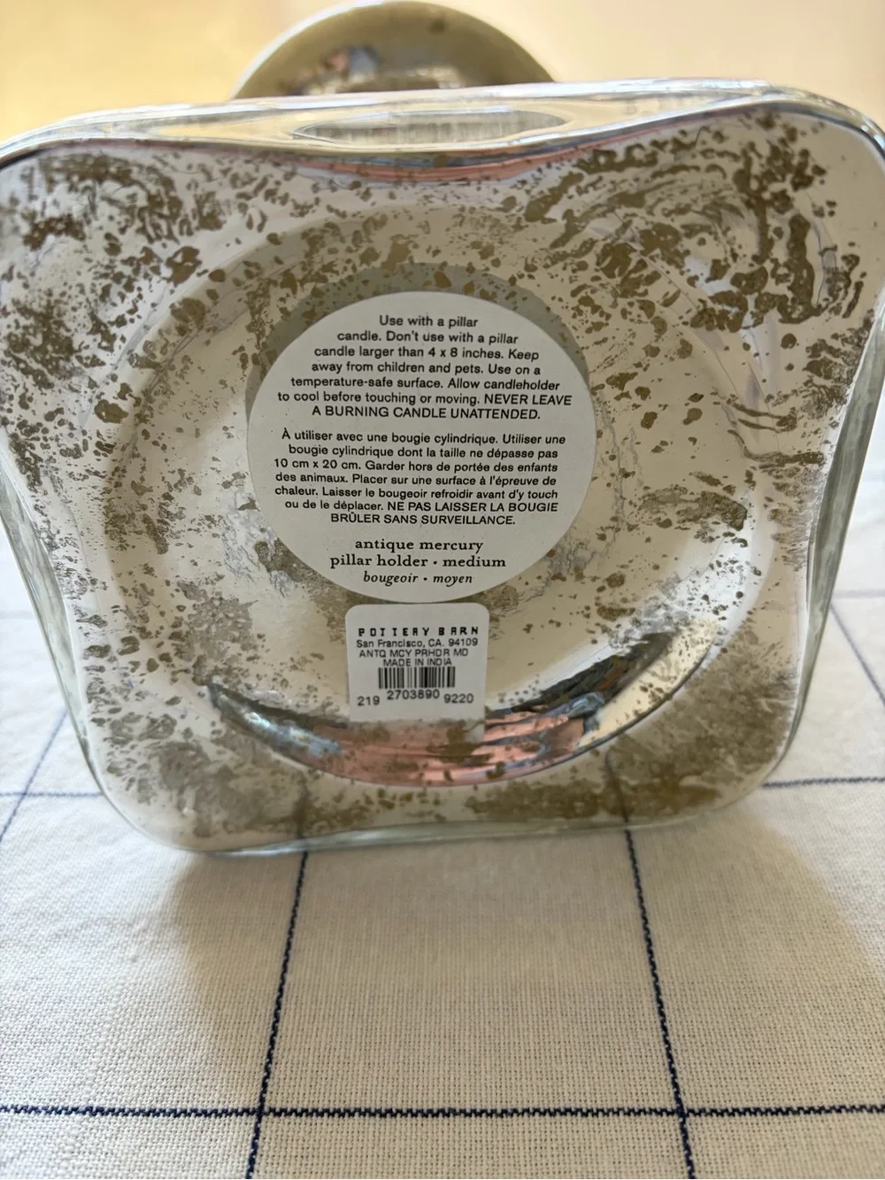 Pottery Barn Antique Mercury Piller Holder Medium 9